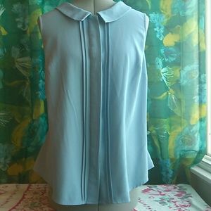 Modcloth 1X Baby Blue Blouse W/ Peter Pan Collar